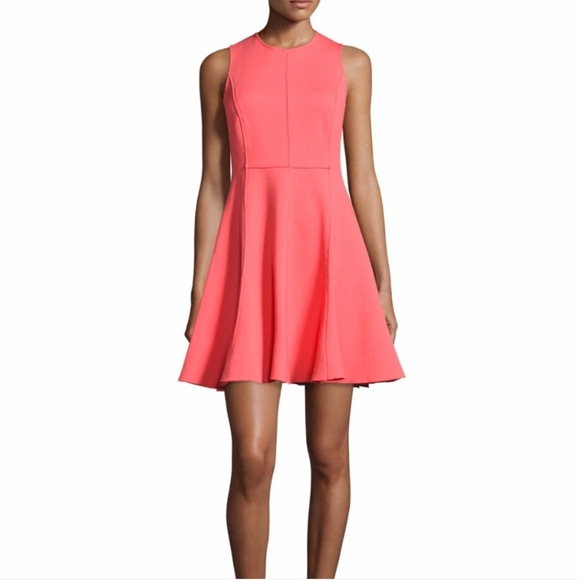 Halston Heritage Vibrant Coral Mini Dress - Picture 1 of 6